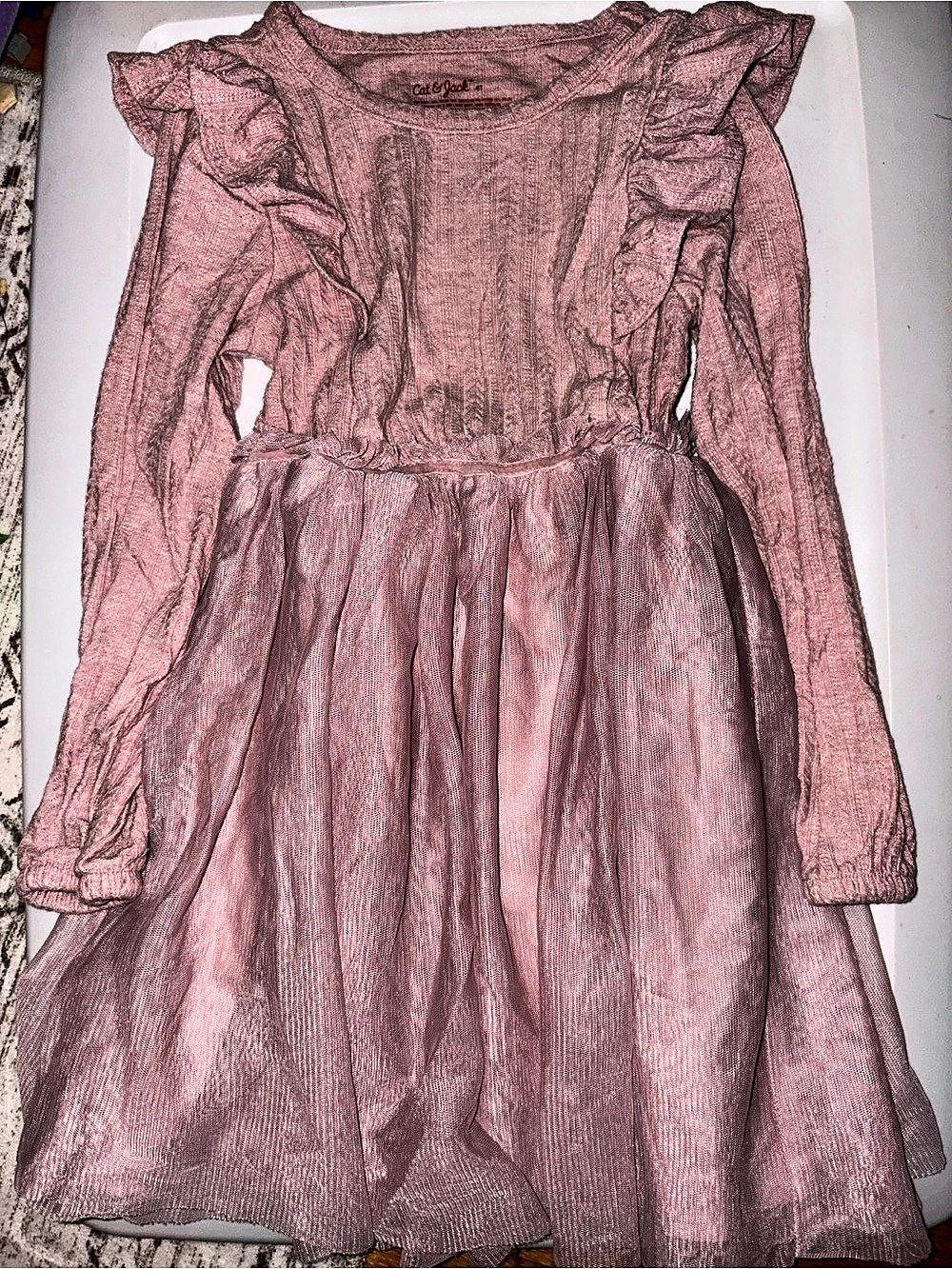 Cat & Jack Girls Pink Ruffle sweater Dress Size 4T